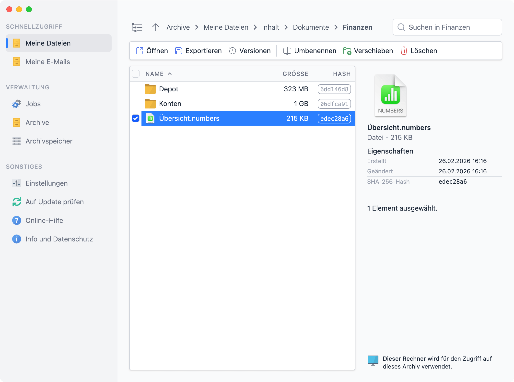 Wenn Dateien regelmäßig archiviert werden, können alle Änderungen über eine unbegrenzte Versionshistorie nachvollzogen werden