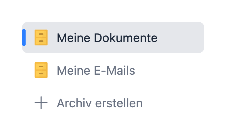 User Interface: In Vanderplanki Desktop können Archive für E-Mails und Archive für Dateien erstellt werden